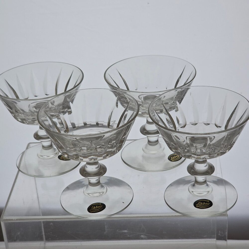 4 libbey cut glass tall sherberts Raleigh